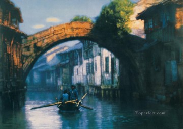Chino Painting - Puente Río Pueblo Chino Chen Yifei